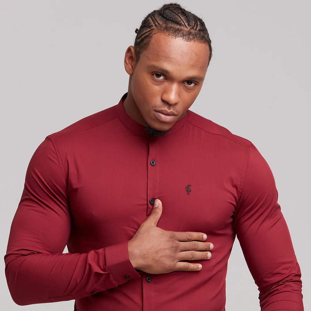 Father Sons Super Slim Stretch Classic Oxblood Grandad Collar - FS294