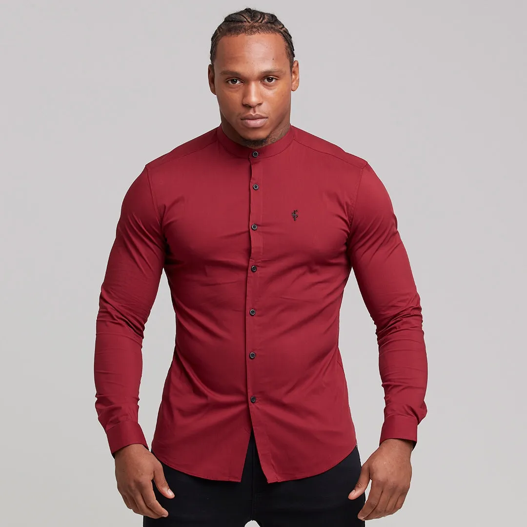 Father Sons Super Slim Stretch Classic Oxblood Grandad Collar - FS294
