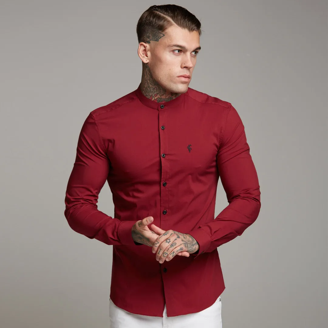 Father Sons Super Slim Stretch Classic Oxblood Grandad Collar - FS294