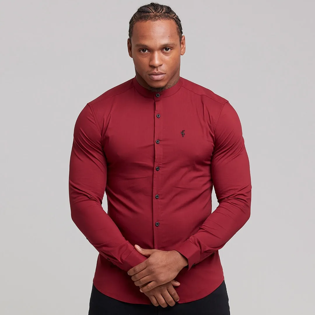 Father Sons Super Slim Stretch Classic Oxblood Grandad Collar - FS294