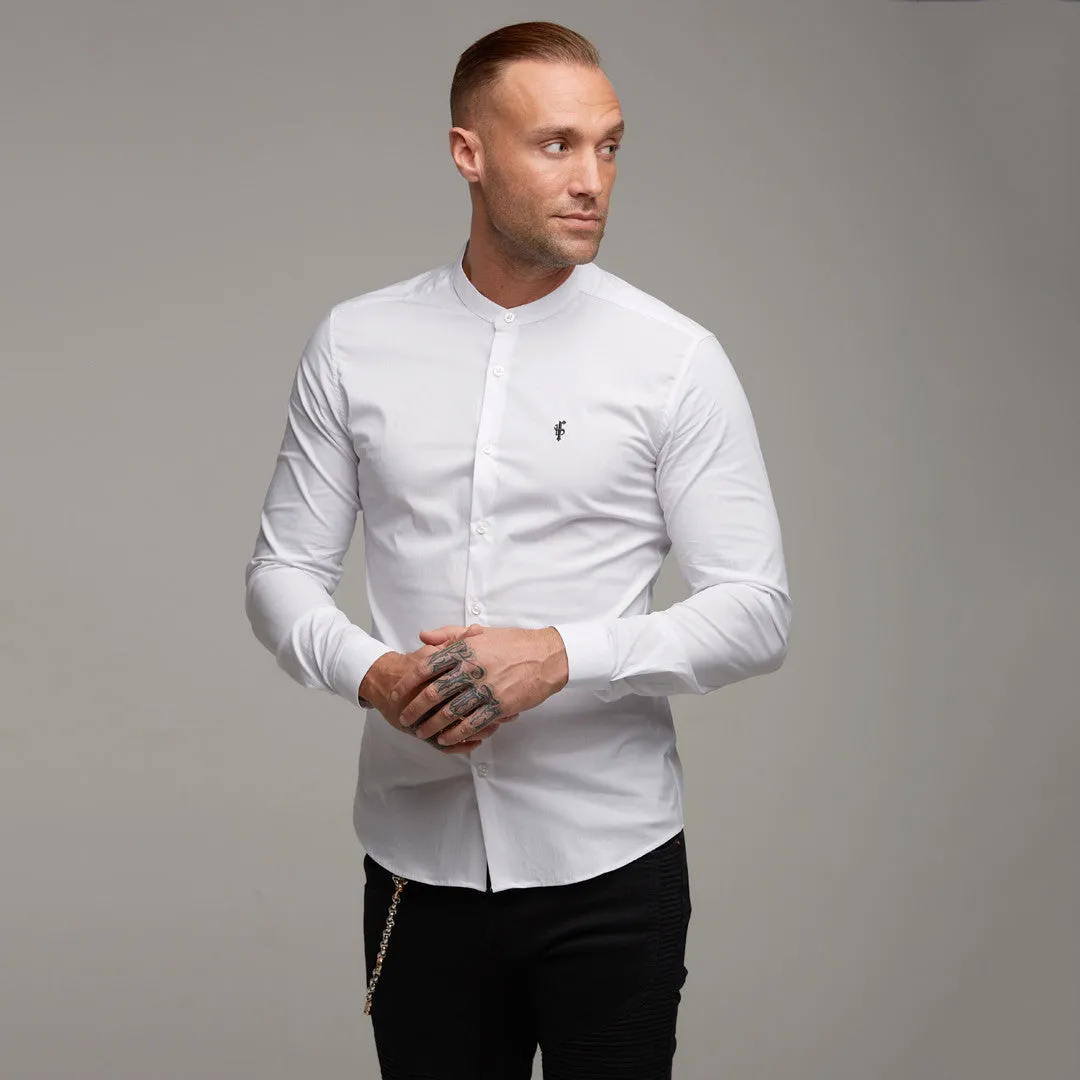Father Sons Super Slim Stretch Classic White Grandad Collar - FS170