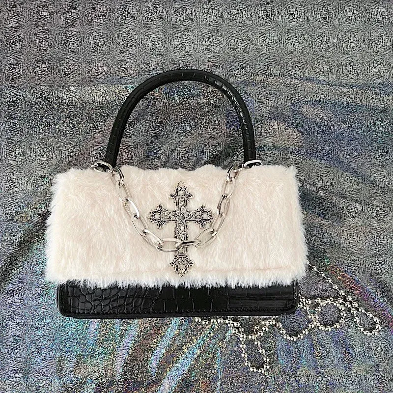Faux Fur Gothic Crossbody Bag