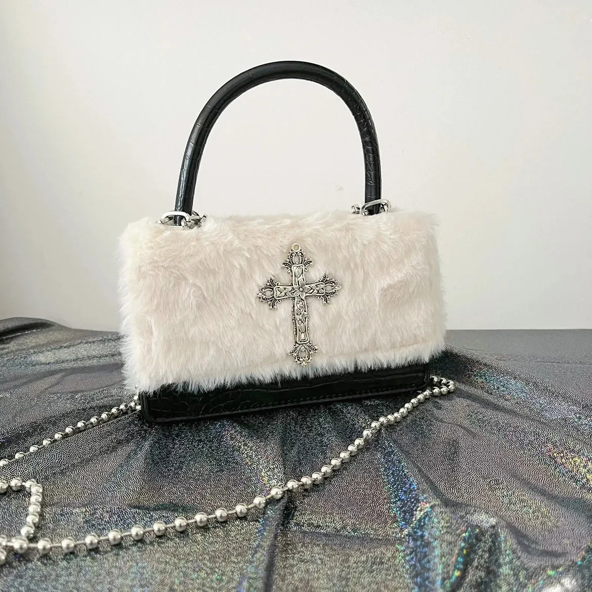 Faux Fur Gothic Crossbody Bag