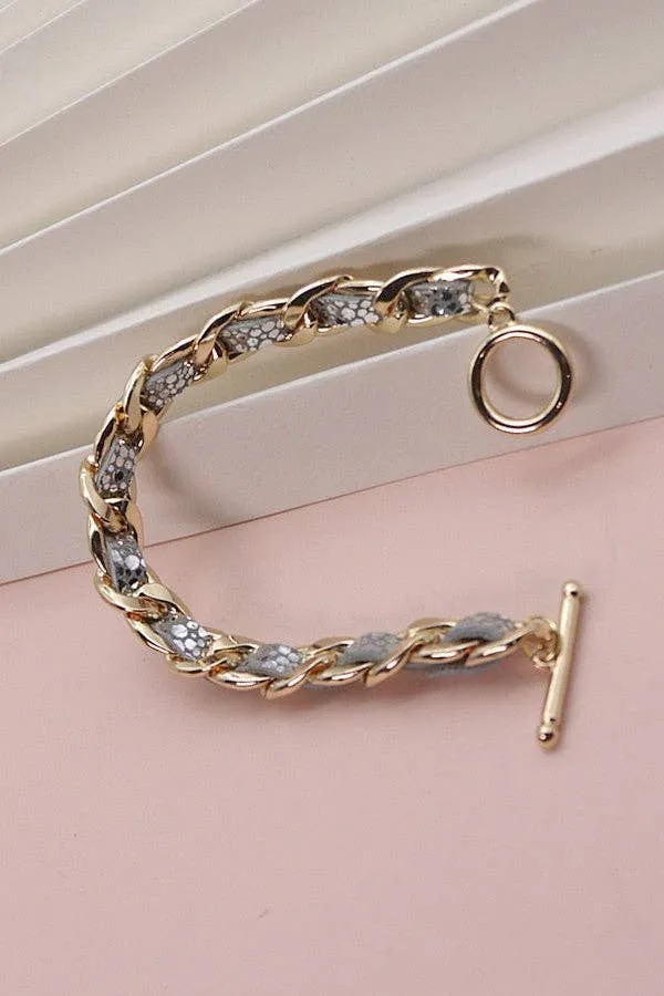 Faux Leather Chain Bracelet