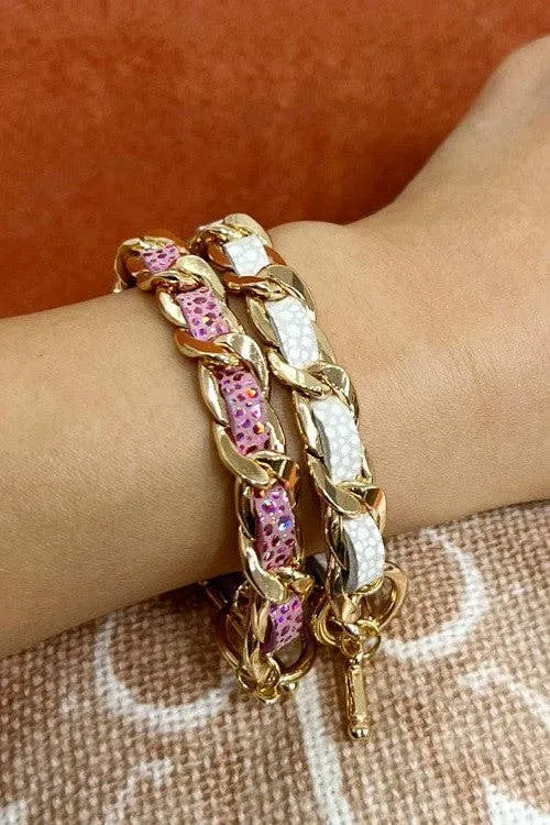 Faux Leather Chain Bracelet