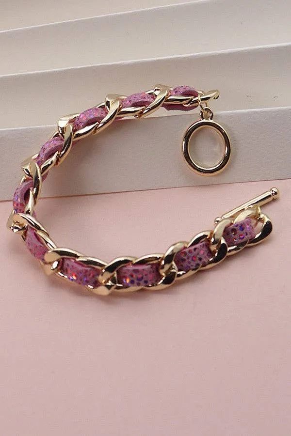 Faux Leather Chain Bracelet