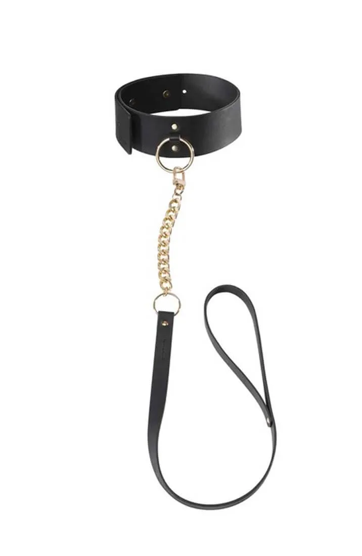 Faux leather choker with leash