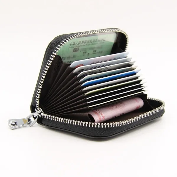 Faux Leather Purse Anti-theft Card Holder High Capacity Multifunction Card Package RFID Protector