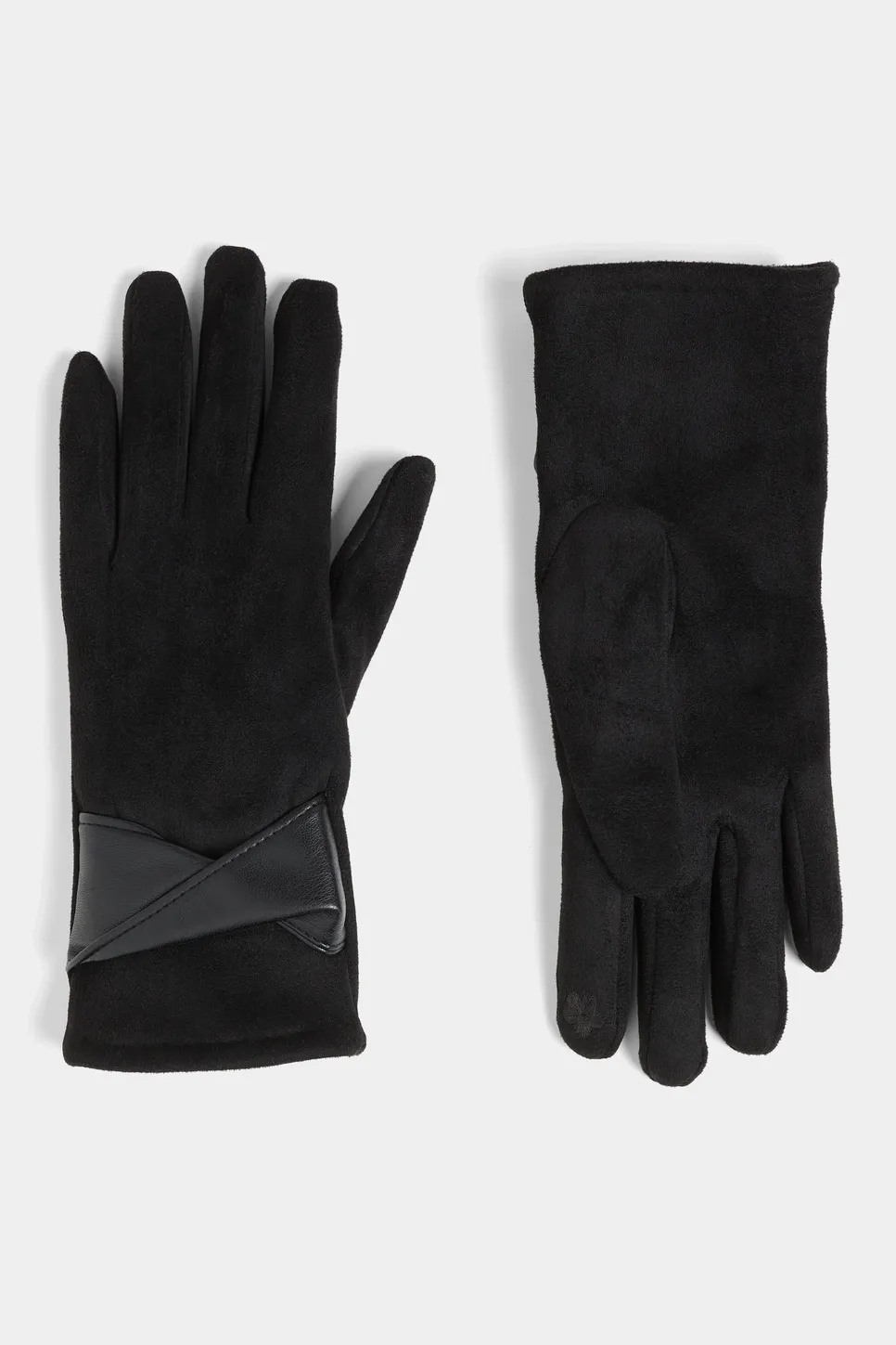 Faux Leather Twist Touchscreen Gloves