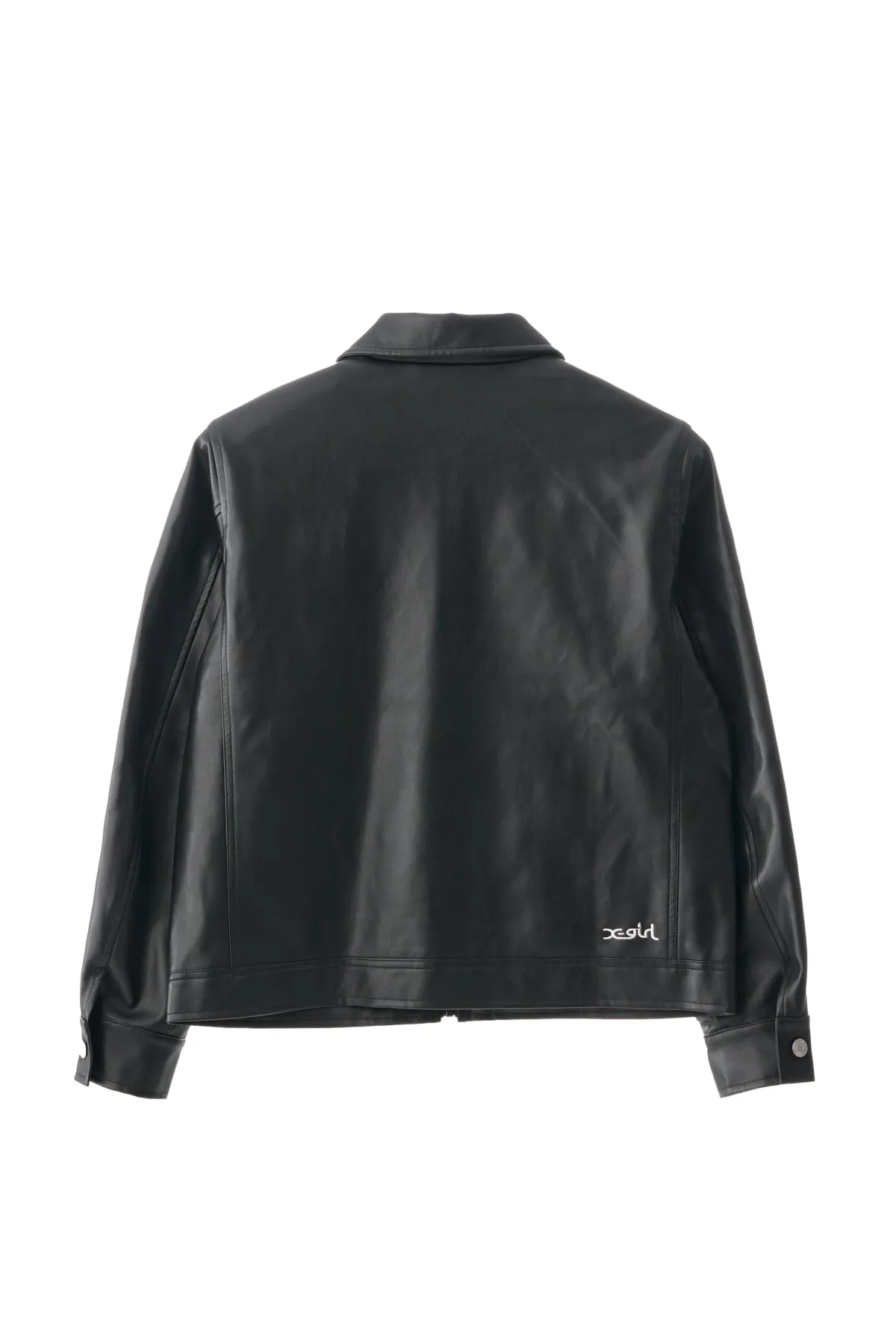 FAUX LEATHER ZIP UP JACKET - Black