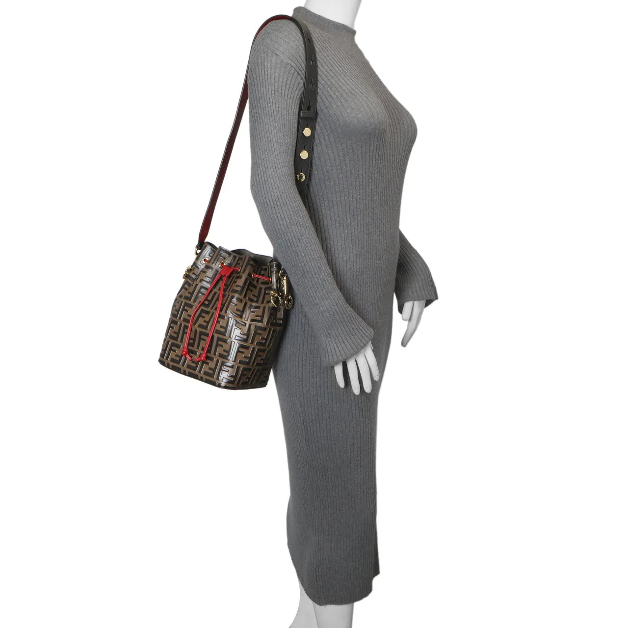 Fendi FF 1974 Embossed Calfskin Grande Mon Tresor Bucket Bag