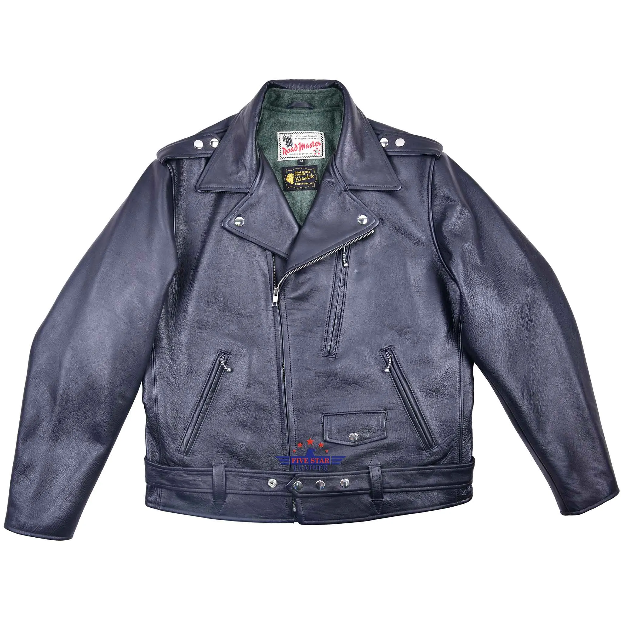 FiveStar Leather 1950's REBEL Jacket Black Horsehide leather