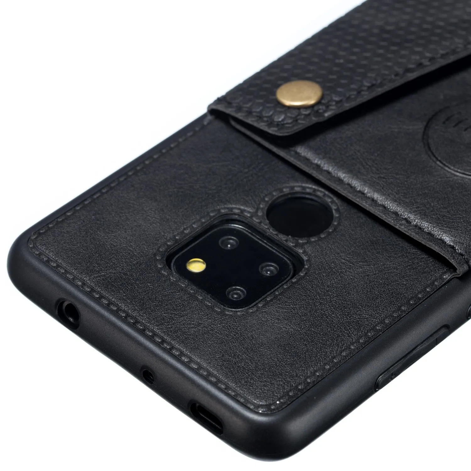 For HUAWEI MATE 20 Double Buckle Non-slip Shockproof Cell Phone Case with Card Slot Bracket black