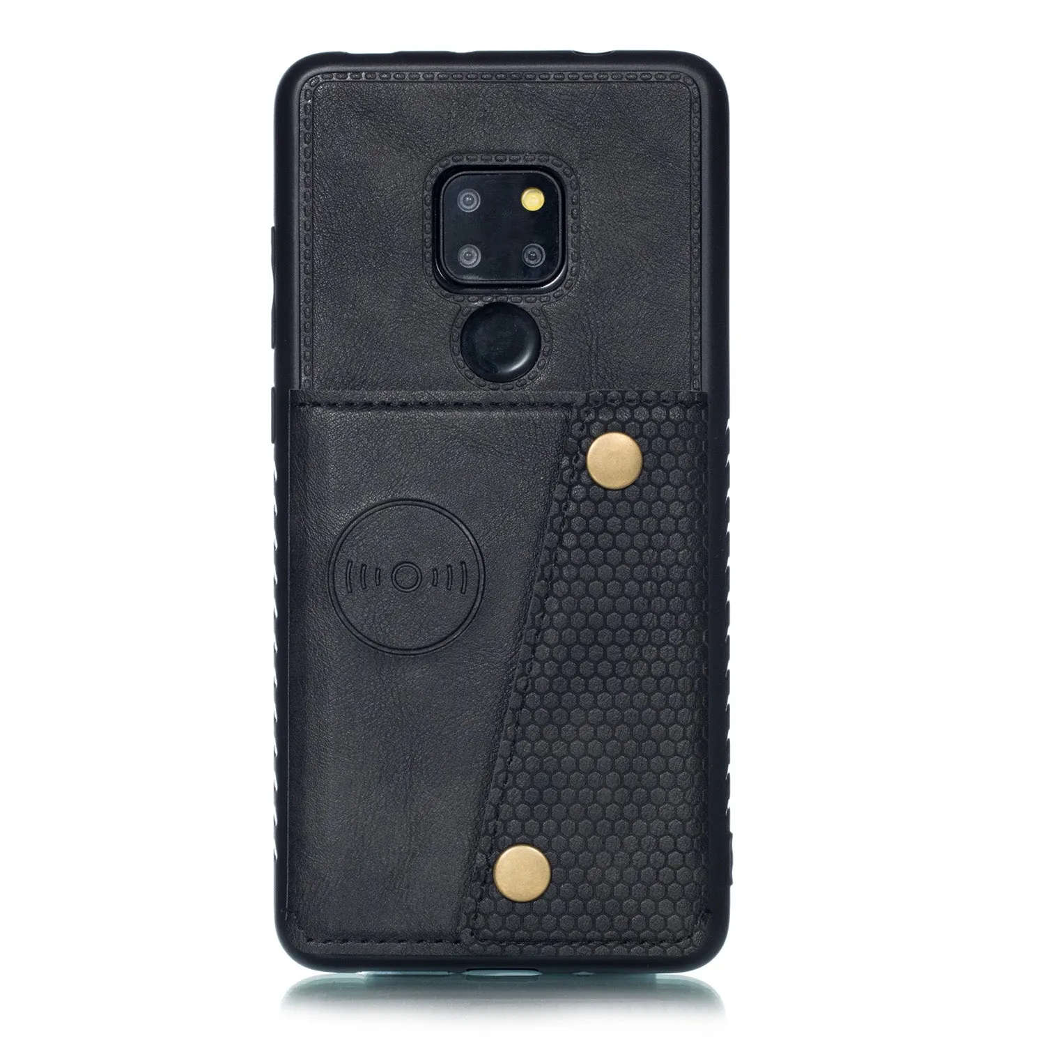 For HUAWEI MATE 20 Double Buckle Non-slip Shockproof Cell Phone Case with Card Slot Bracket black