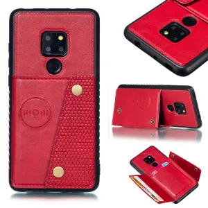 For HUAWEI MATE 20 Double Buckle Non-slip Shockproof Cell Phone Case with Card Slot Bracket red