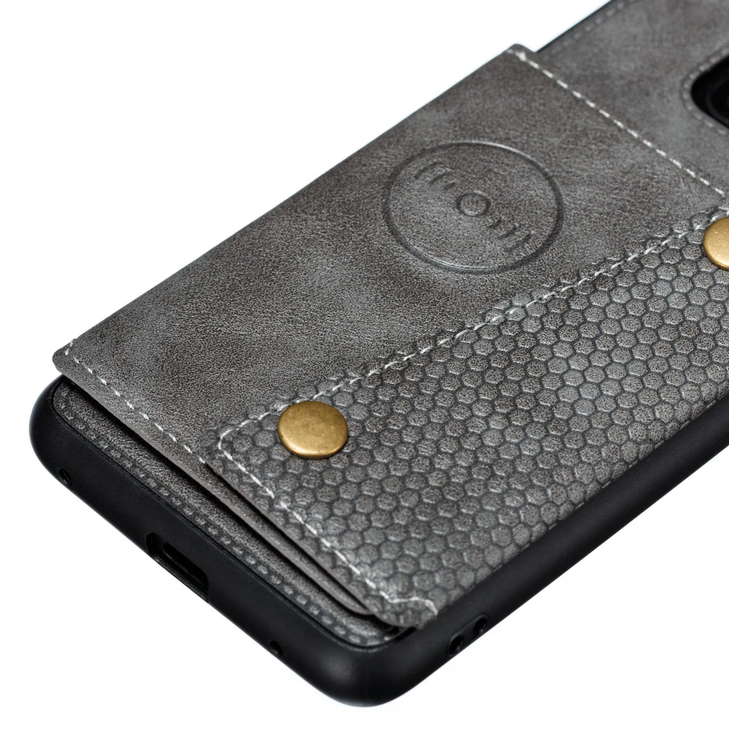 For HUAWEI MATE 20 PRO Double Buckle Non-slip Shockproof Cell Phone Case with Card Slot Bracket gray