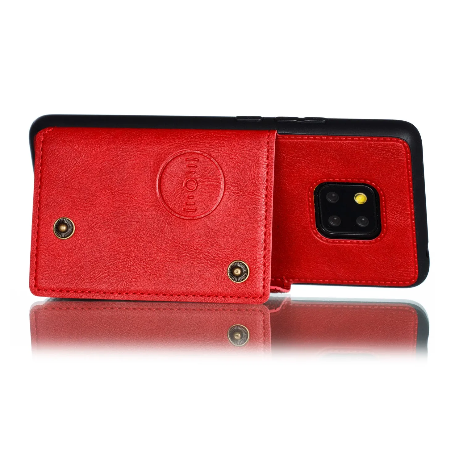 For HUAWEI MATE 20 PRO Double Buckle Non-slip Shockproof Cell Phone Case with Card Slot Bracket Light Brown