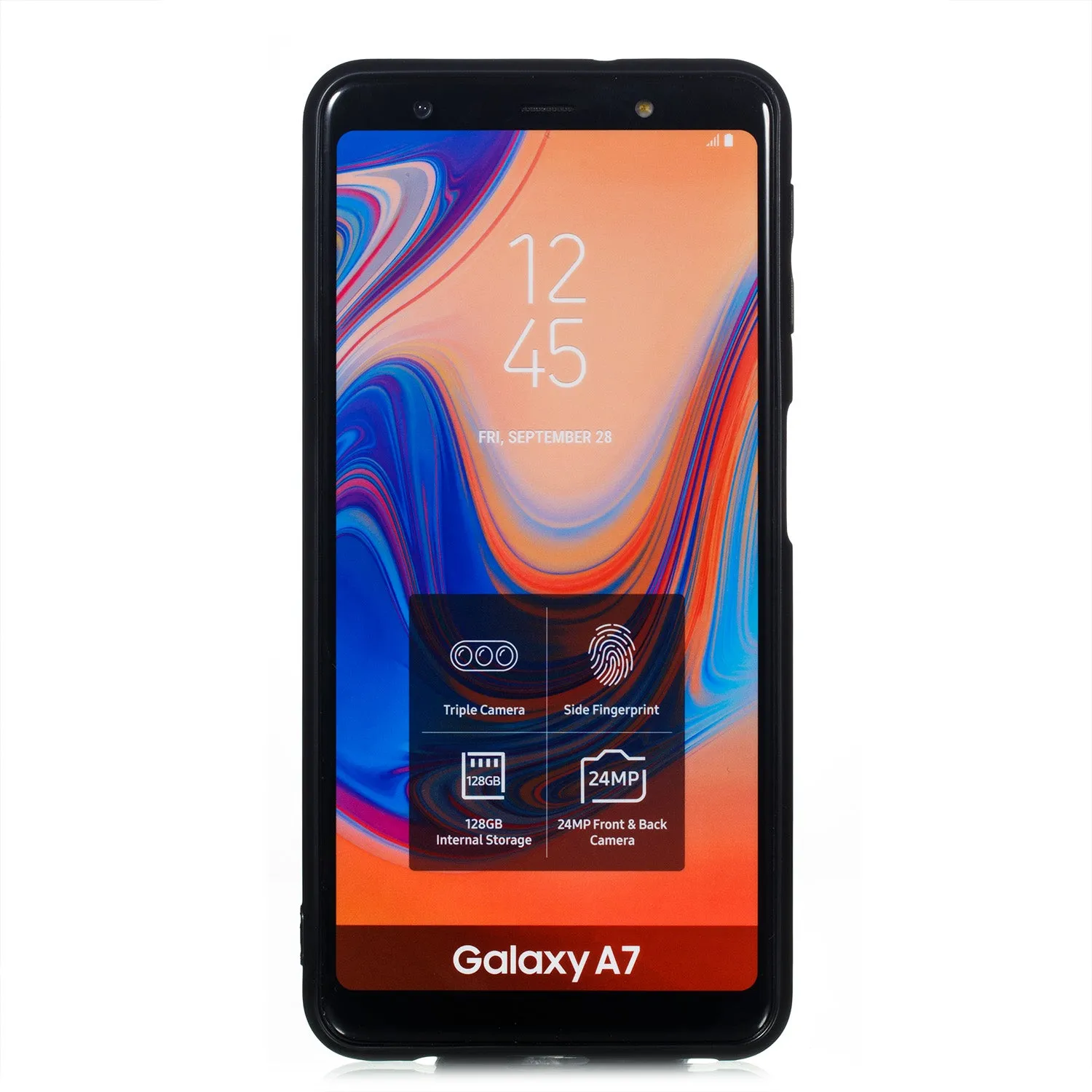 For Samsung A750/A7 2018 Double Buckle Non-slip Shockproof Cell Phone Case with Card Slot Bracket gray