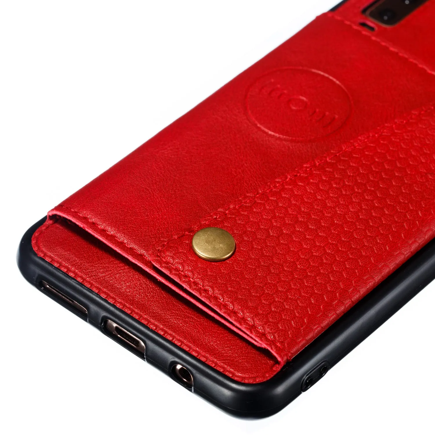 For Samsung A750/A7 2018 Double Buckle Non-slip Shockproof Cell Phone Case with Card Slot Bracket gray