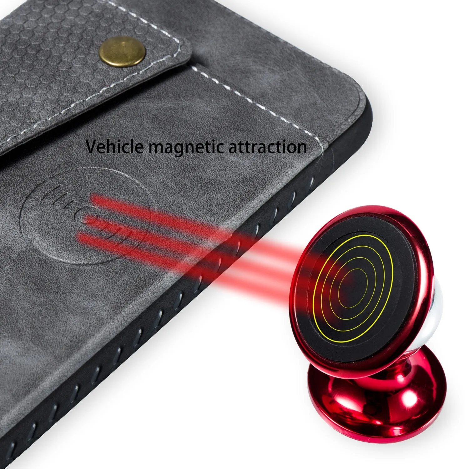 For Samsung A750/A7 2018 Double Buckle Non-slip Shockproof Cell Phone Case with Card Slot Bracket gray