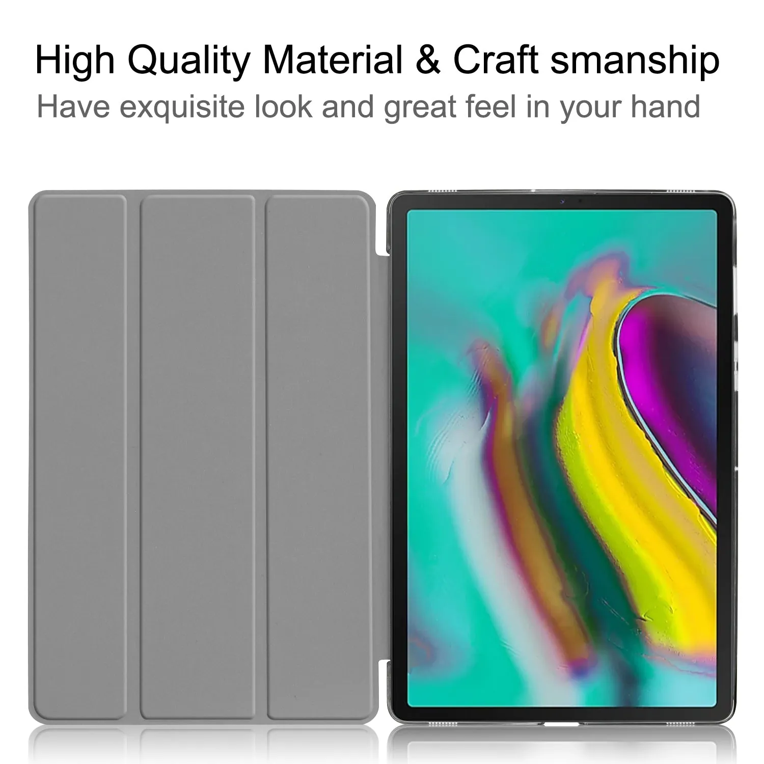 For Samsung Tab S5E 10.5 T720 Ultra-thin PU Leather Bracket Tri-fold Protective Case with Sleep Function gray
