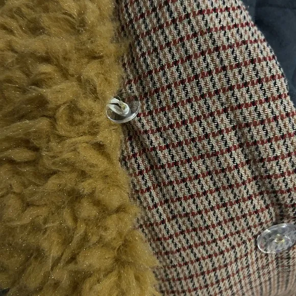 FREE PEOPLE NWT Plaid Cotton Bomber jacket Coat detachable Sherpa M