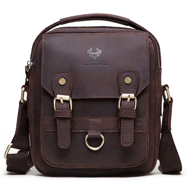 Genuine Leather Men Satchel Sling Bag