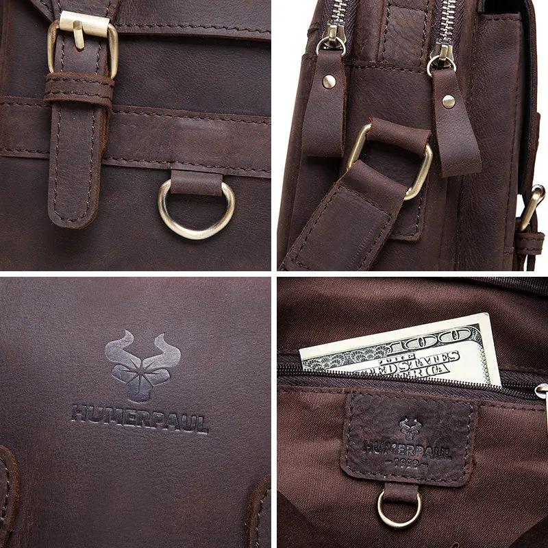 Genuine Leather Men Satchel Sling Bag