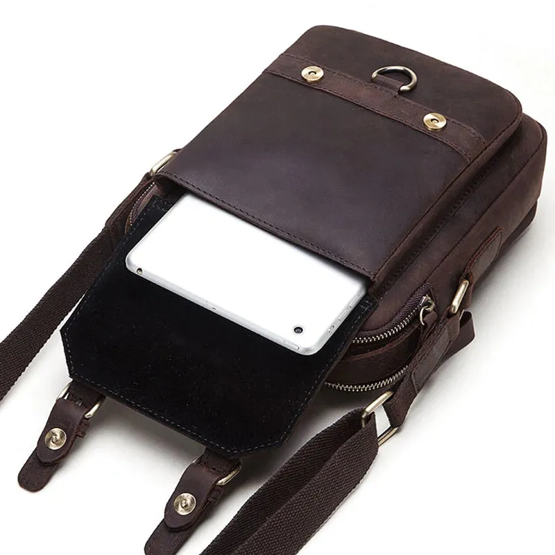 Genuine Leather Men Satchel Sling Bag