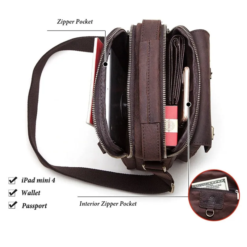 Genuine Leather Men Satchel Sling Bag