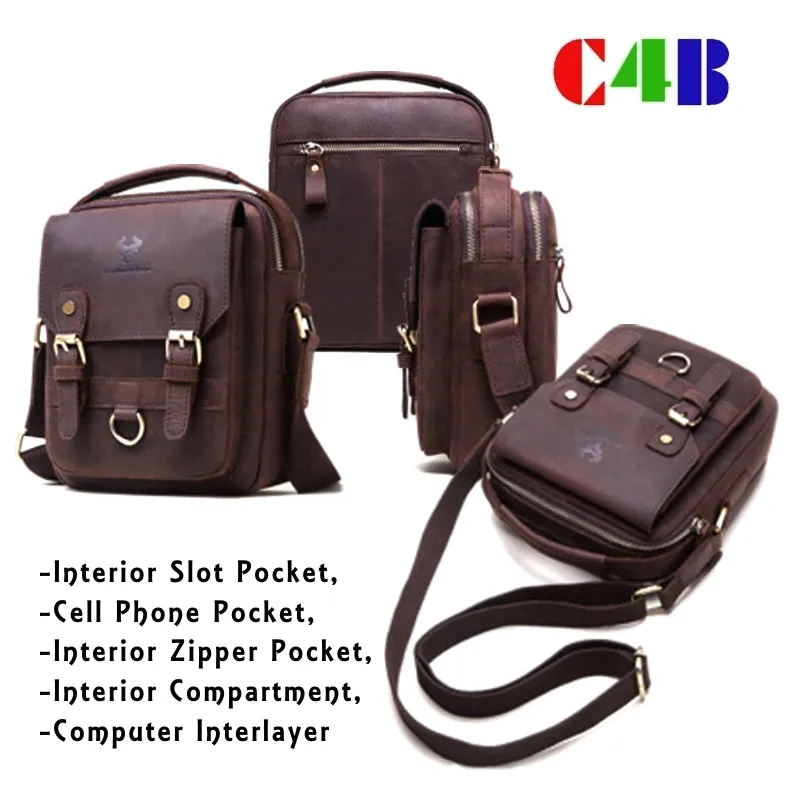 Genuine Leather Men Satchel Sling Bag