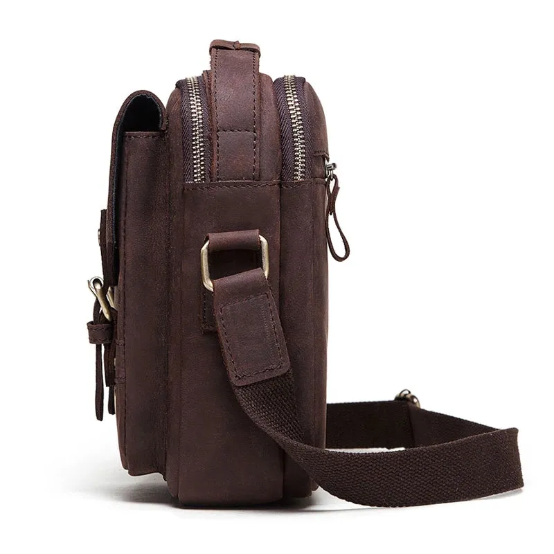 Genuine Leather Men Satchel Sling Bag