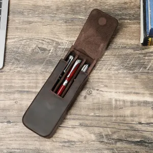 Genuine Leather Pen Case with Removable Tray