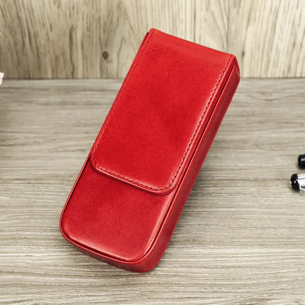 Genuine Leather Pen Case with Removable Tray