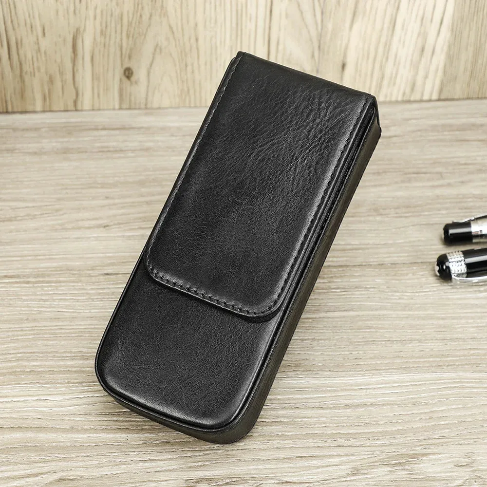 Genuine Leather Pen Case with Removable Tray
