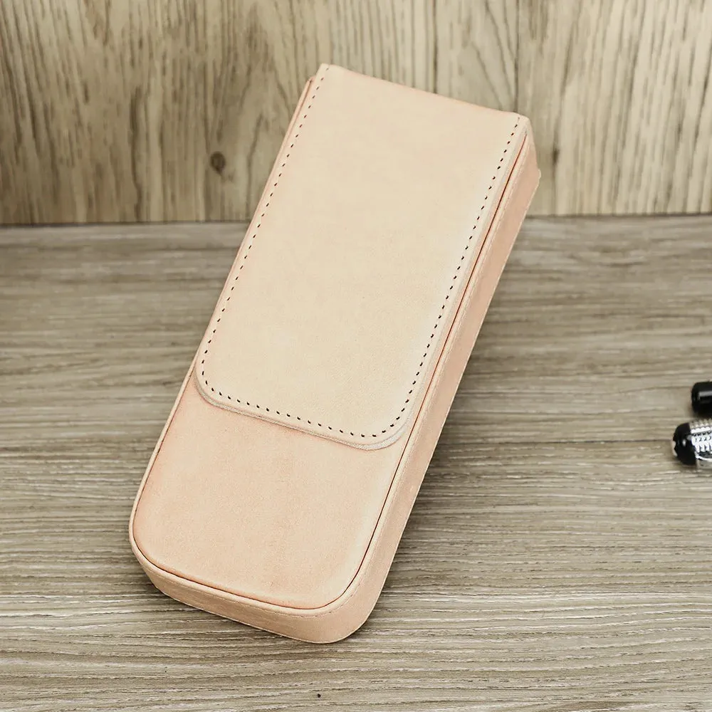 Genuine Leather Pen Case with Removable Tray