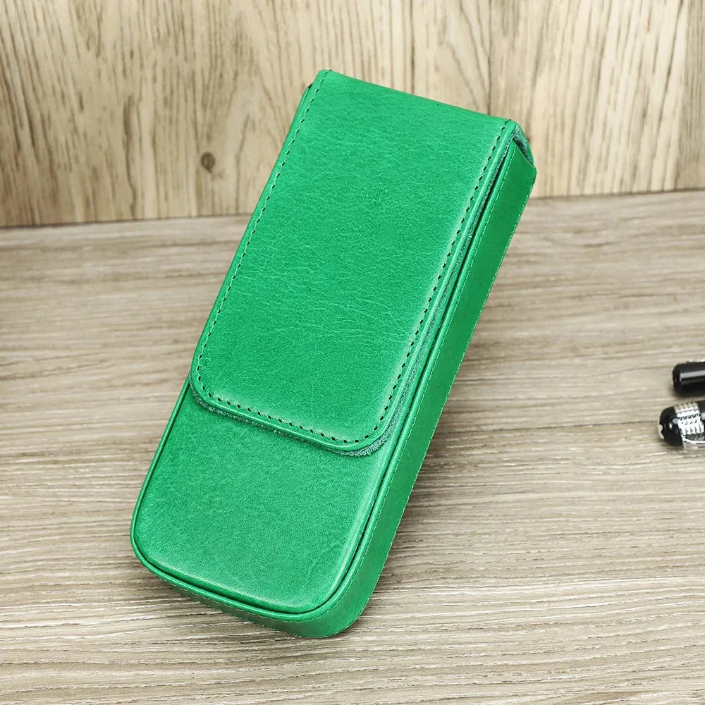 Genuine Leather Pen Case with Removable Tray