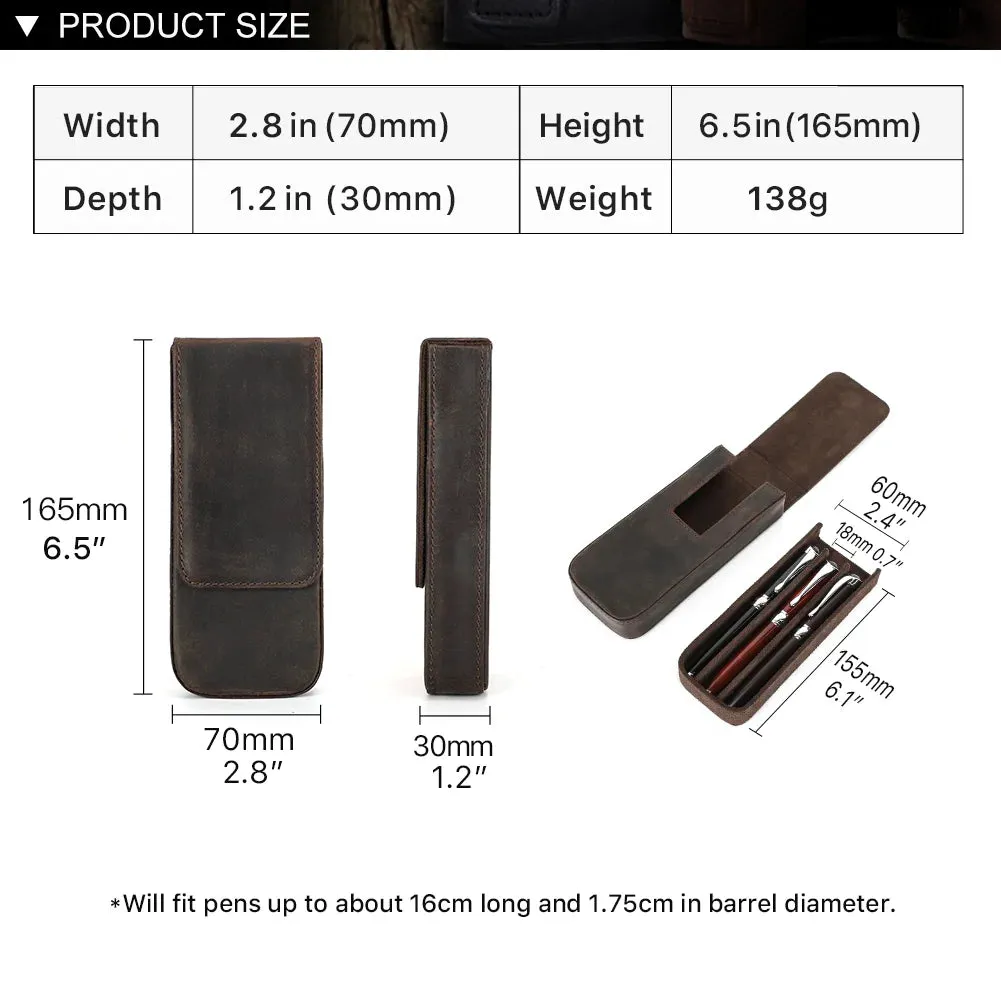 Genuine Leather Pen Case with Removable Tray