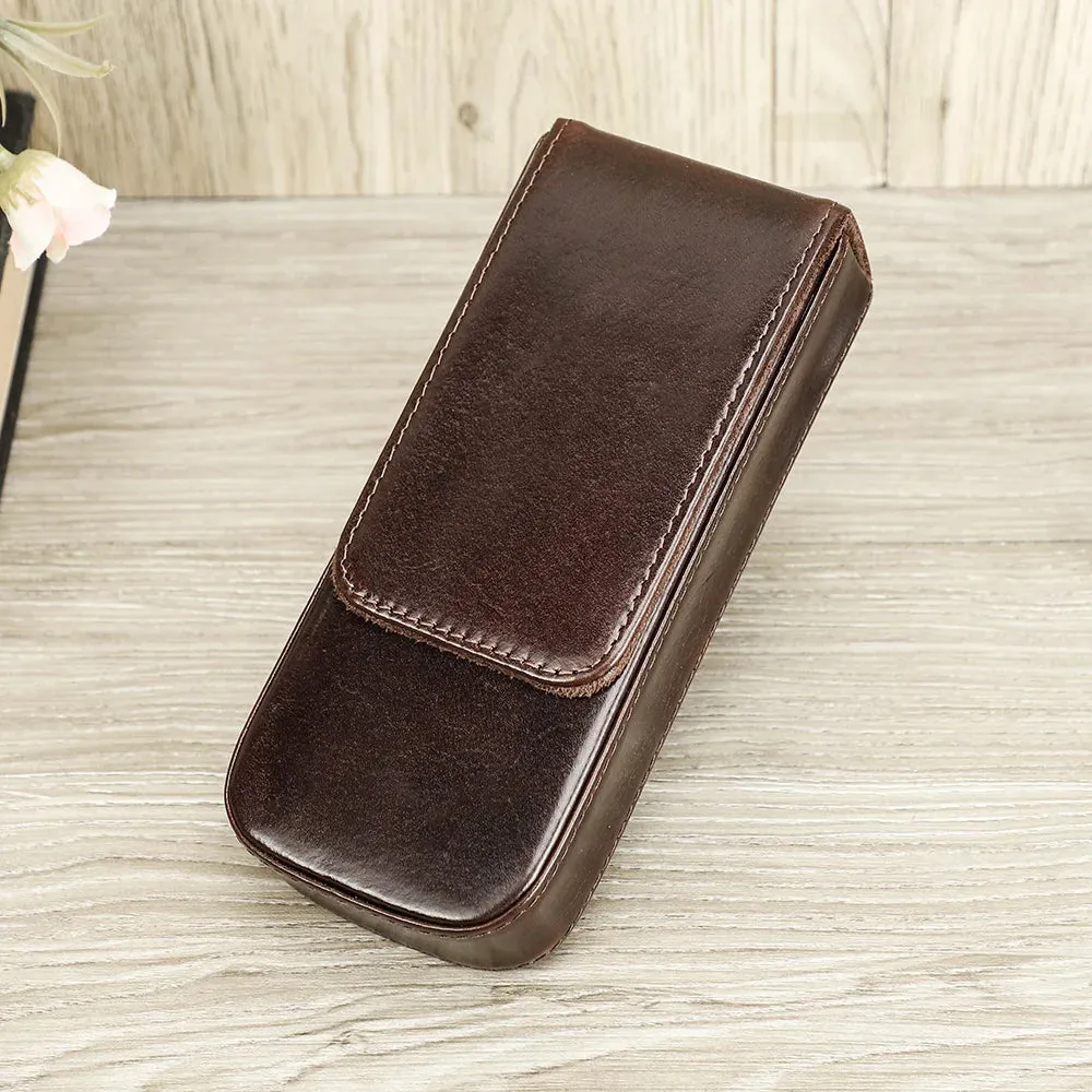 Genuine Leather Pen Case with Removable Tray