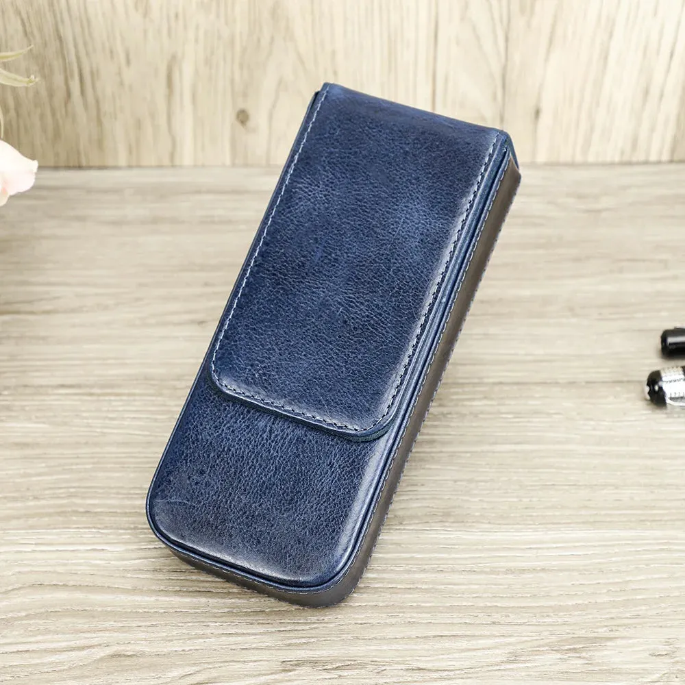 Genuine Leather Pen Case with Removable Tray