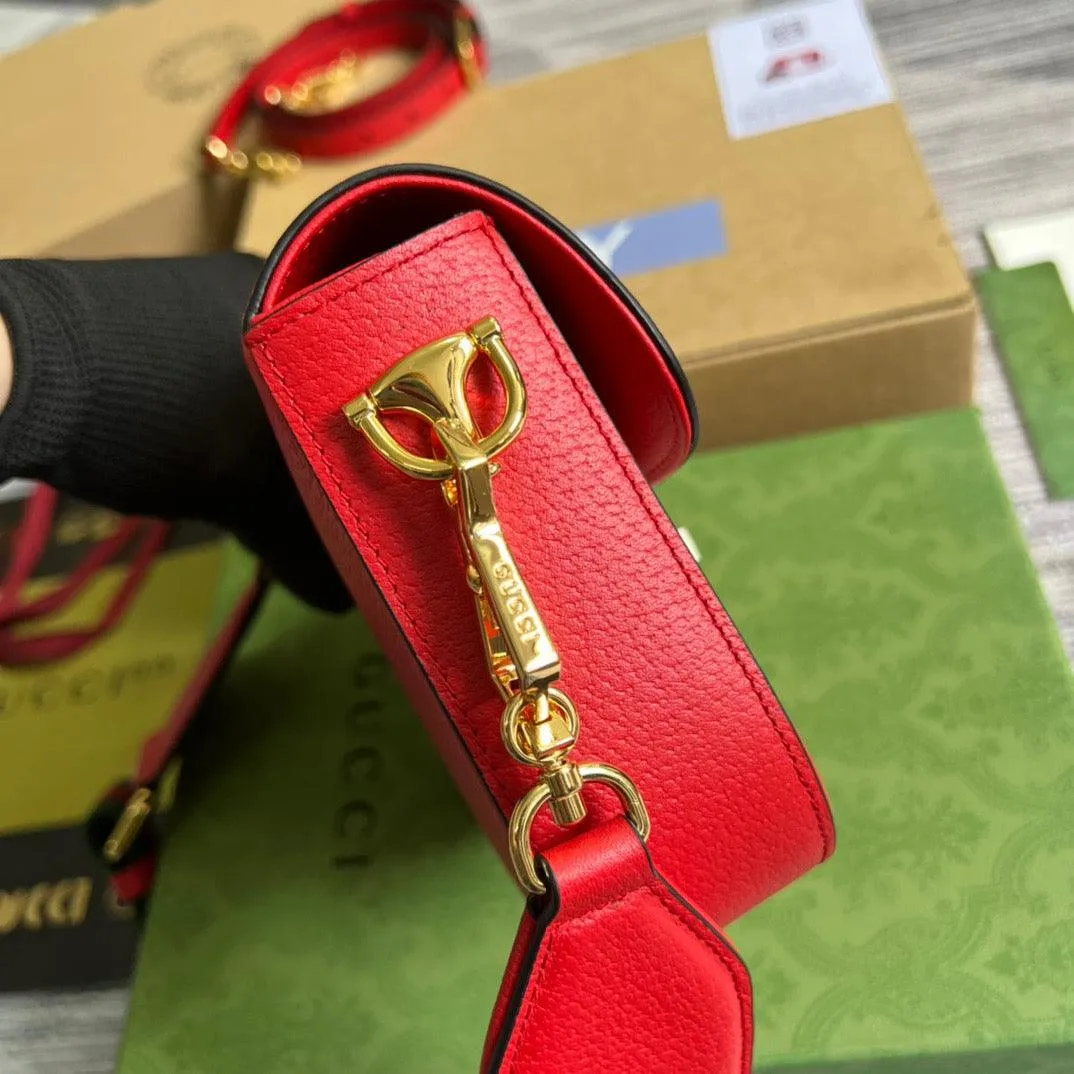 gg x Adidas Horsebit 1955 Mini Bag Red For Women, Women&#8217;s Bags 8.1in/21cm gg 658574 U3ZDG 6563