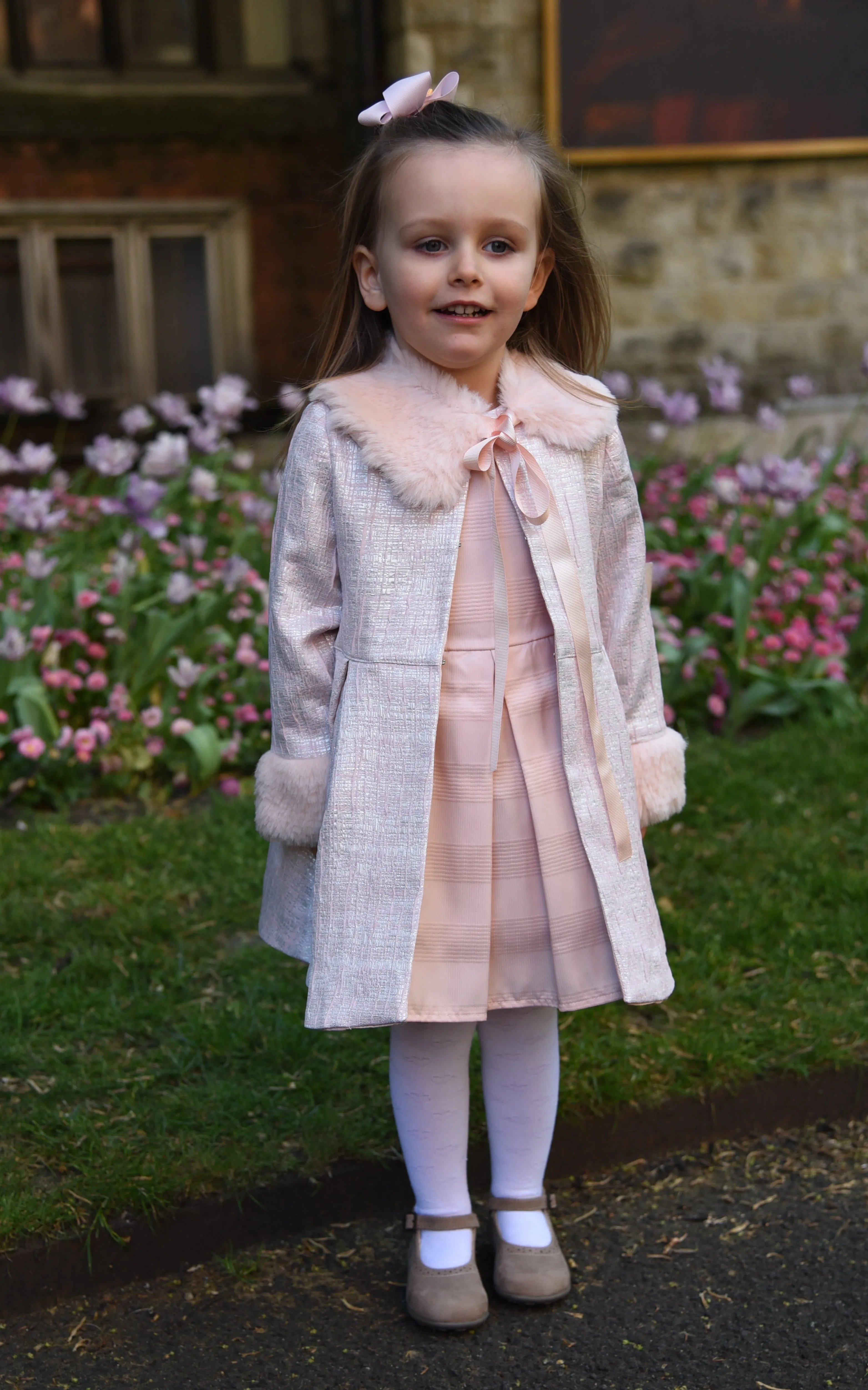 Girls Dress and Jacket Set with Faux Fur