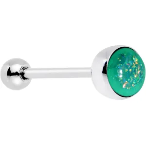 Green Faux Opal Fun with Color Barbell Tongue Ring