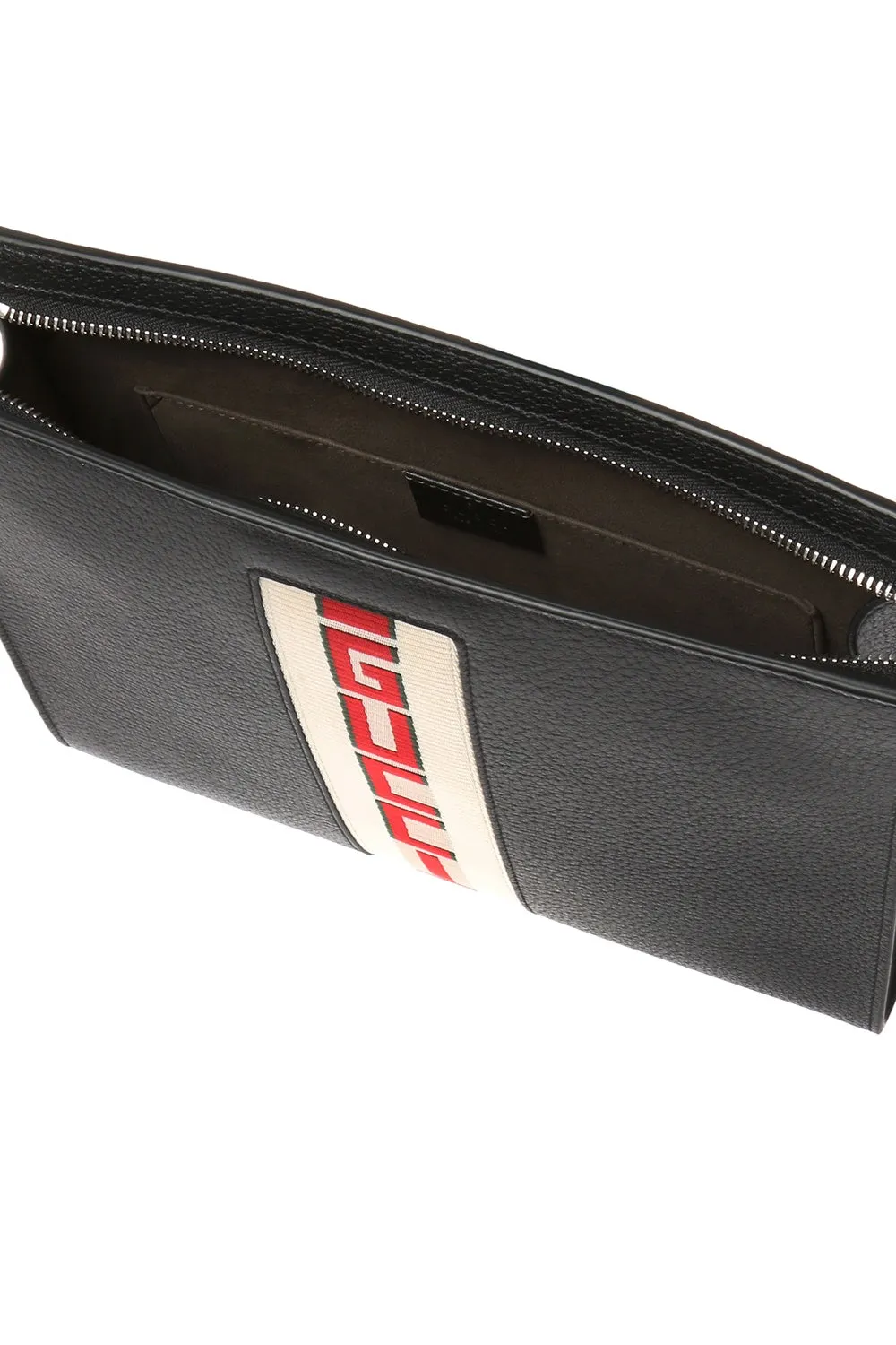 Gucci Men's Leather Stripe Pouch in Black