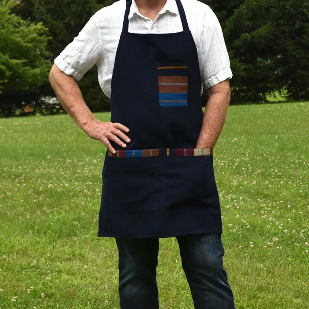 Hand Woven Utility Apron | Navy Blue Canvas