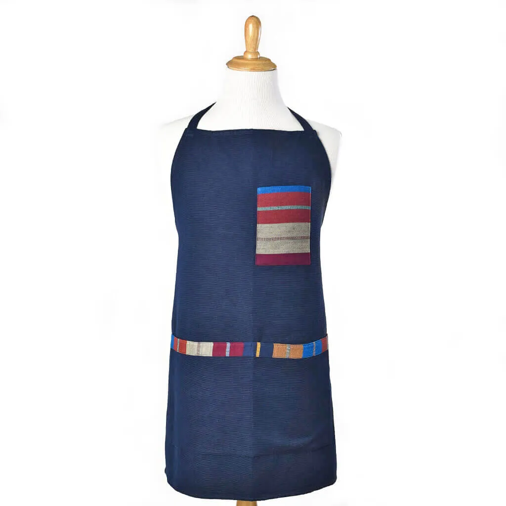 Hand Woven Utility Apron | Navy Blue Canvas