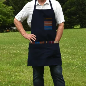 Hand Woven Utility Apron | Navy Blue Canvas