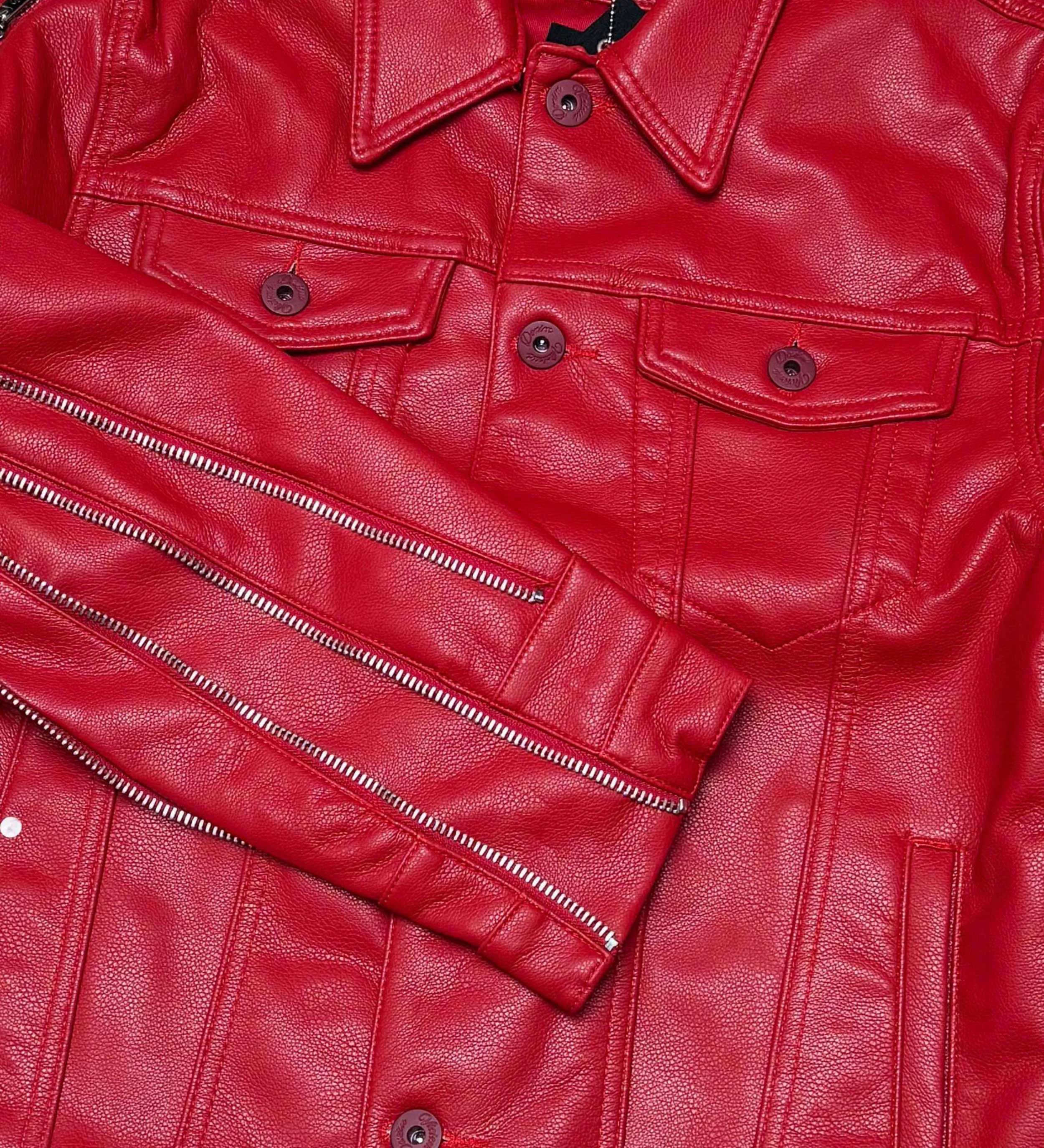 Heavyweight vegan leather jacket w/ multi zippers