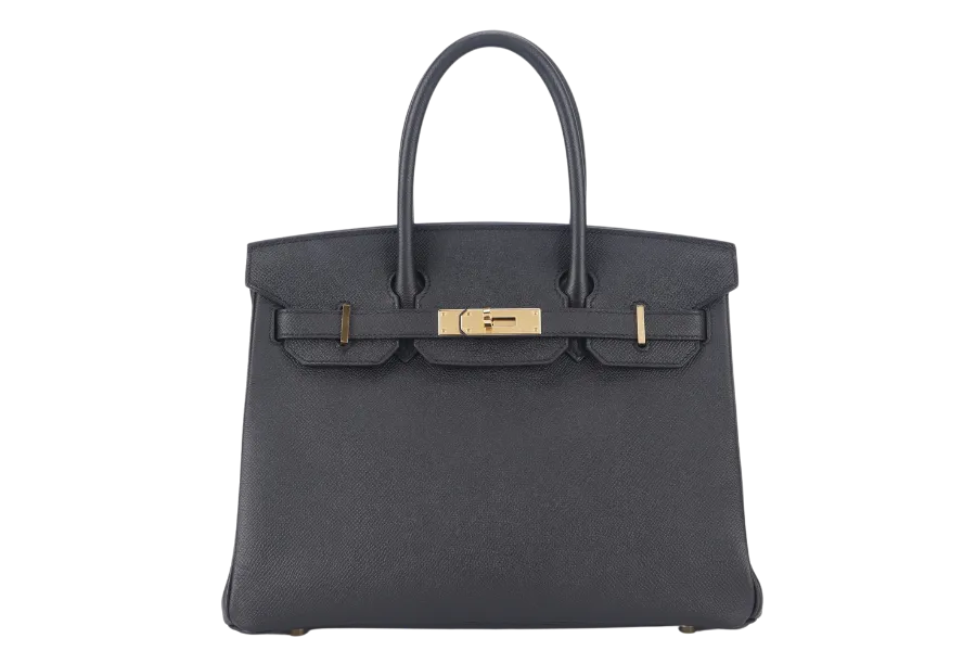 HERMES BIRKIN 30 STAMP A (YEAR 2017) BLACK EPSOM GOLD HARDWARE WITH LOCK&KEYS AND DUST COVER