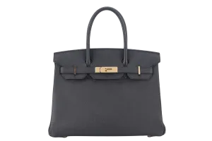 HERMES BIRKIN 30 STAMP A (YEAR 2017) BLACK EPSOM GOLD HARDWARE WITH LOCK&KEYS AND DUST COVER